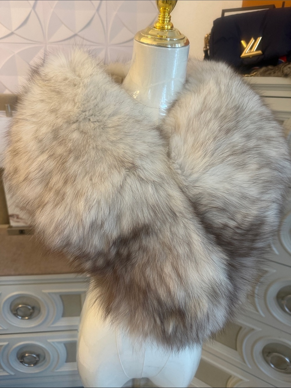Real blue fox fur stole shawl